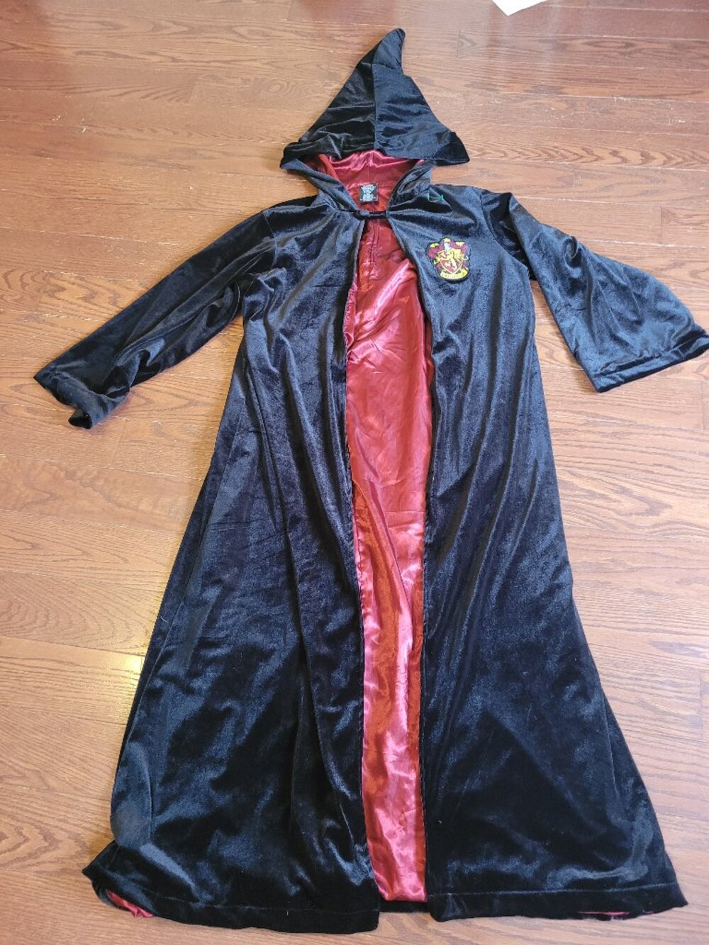 Harry Potter Hogwarts Wizard Robe Costume Adult Black Hooded Cloak Heavy Velvet